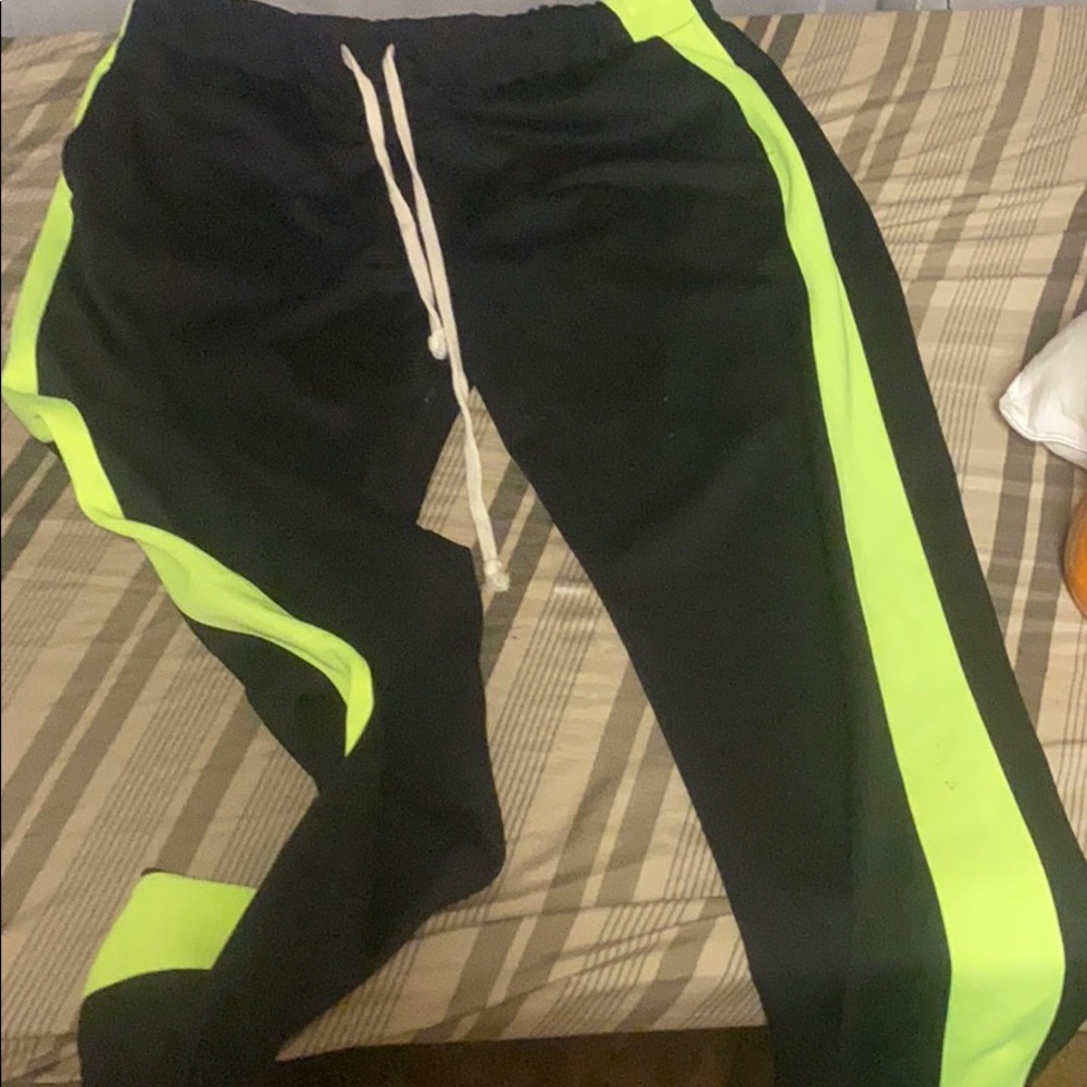 Neon green stripe pants